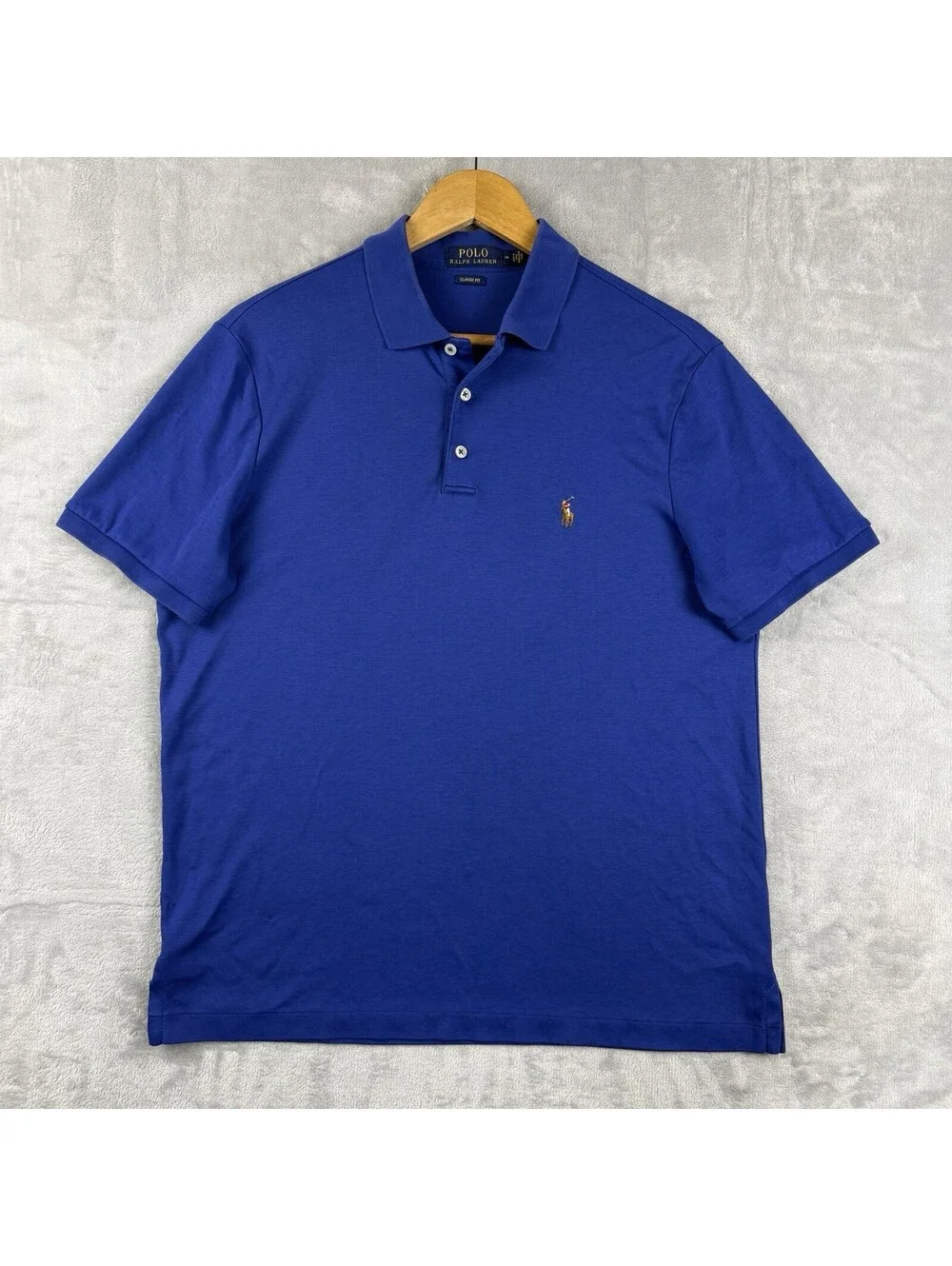 Polo Ralph Lauren Men M Blue Classic Soft Touch Pony Polo Shirt Cotton Preppy